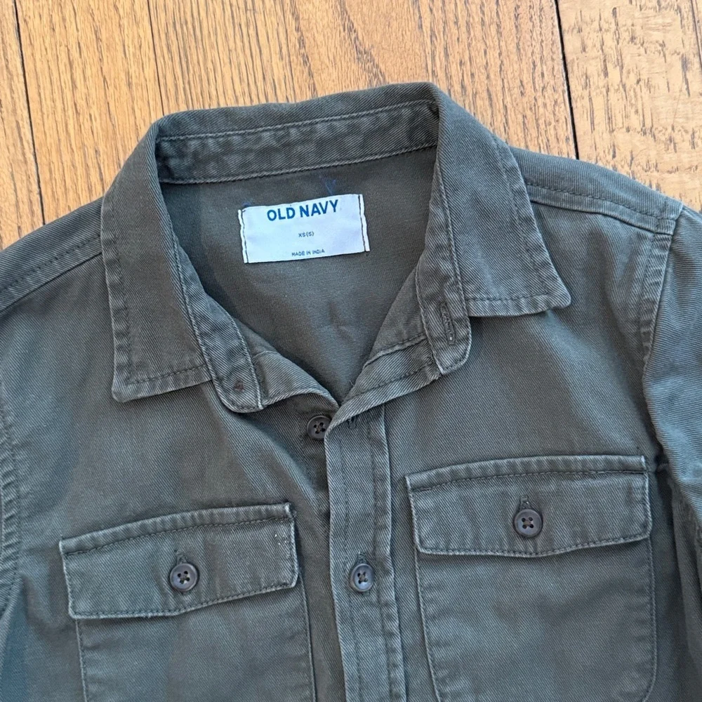 Old Navy Olive Green Button Down Shirt XS 100% Cotton EUC